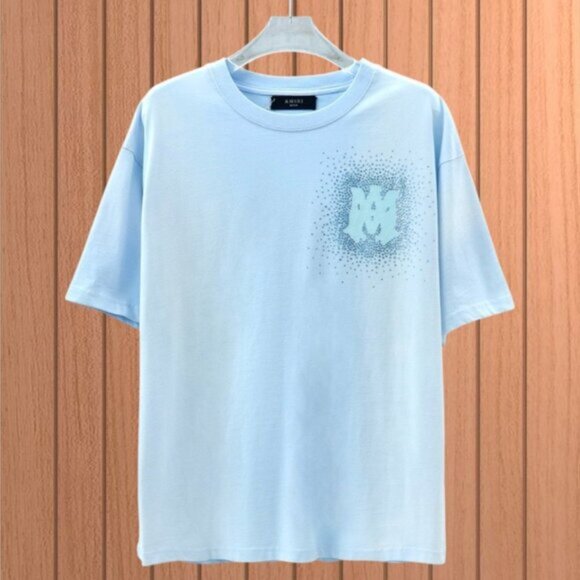 Men's Amiri Round Neck Short Sleeve Blue - Picture 1 of 3